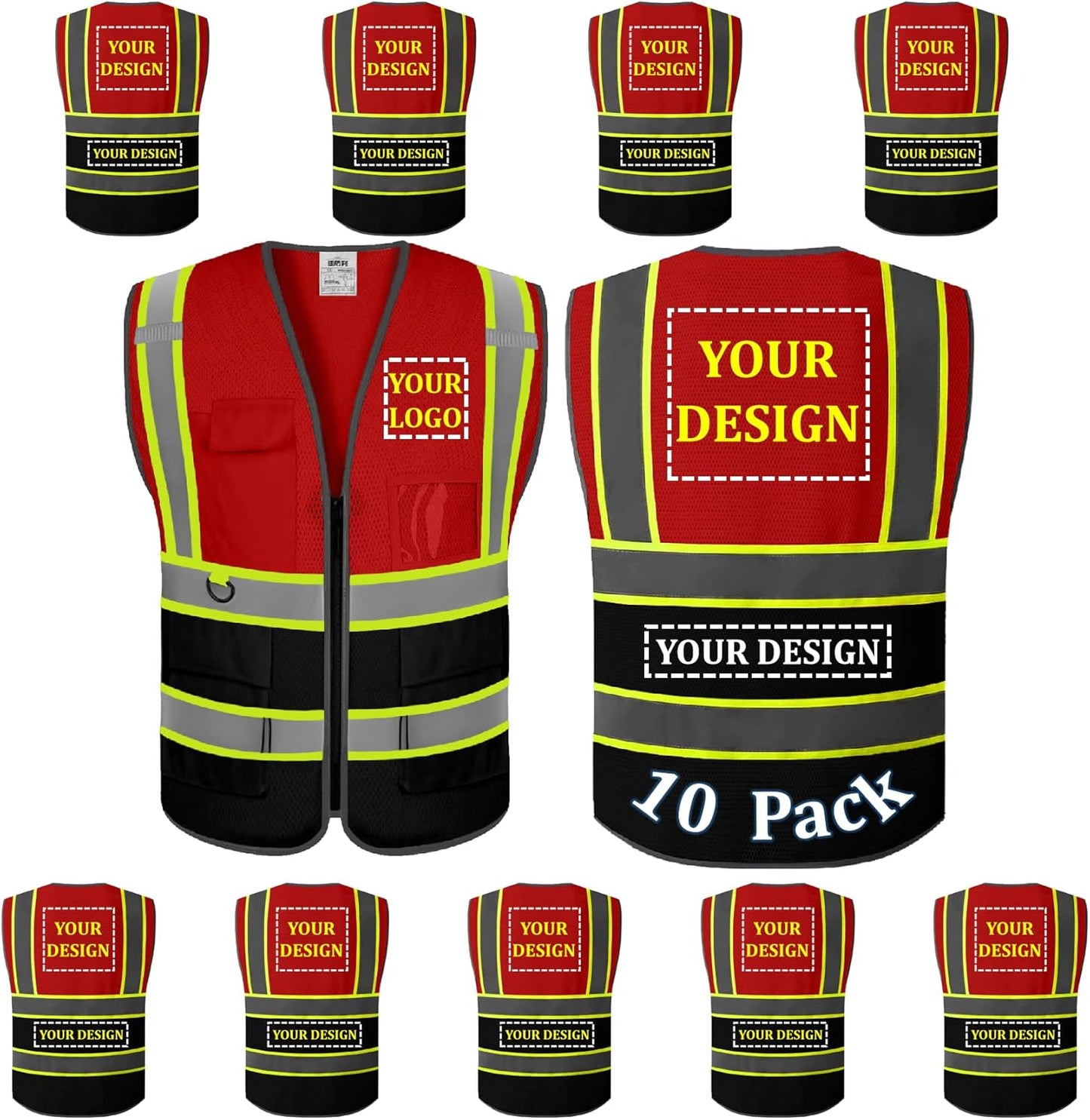 Custom Logo Safety Vest Class 2 High Visibility Reflective Gear