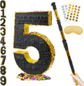 Number 5 Pinata 20 in Black Gold - Party Pinata with Stick