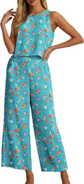 IWOLLENCE Women's Summer 2 Piece Outfit Set - Sleeveless Crop & Wide