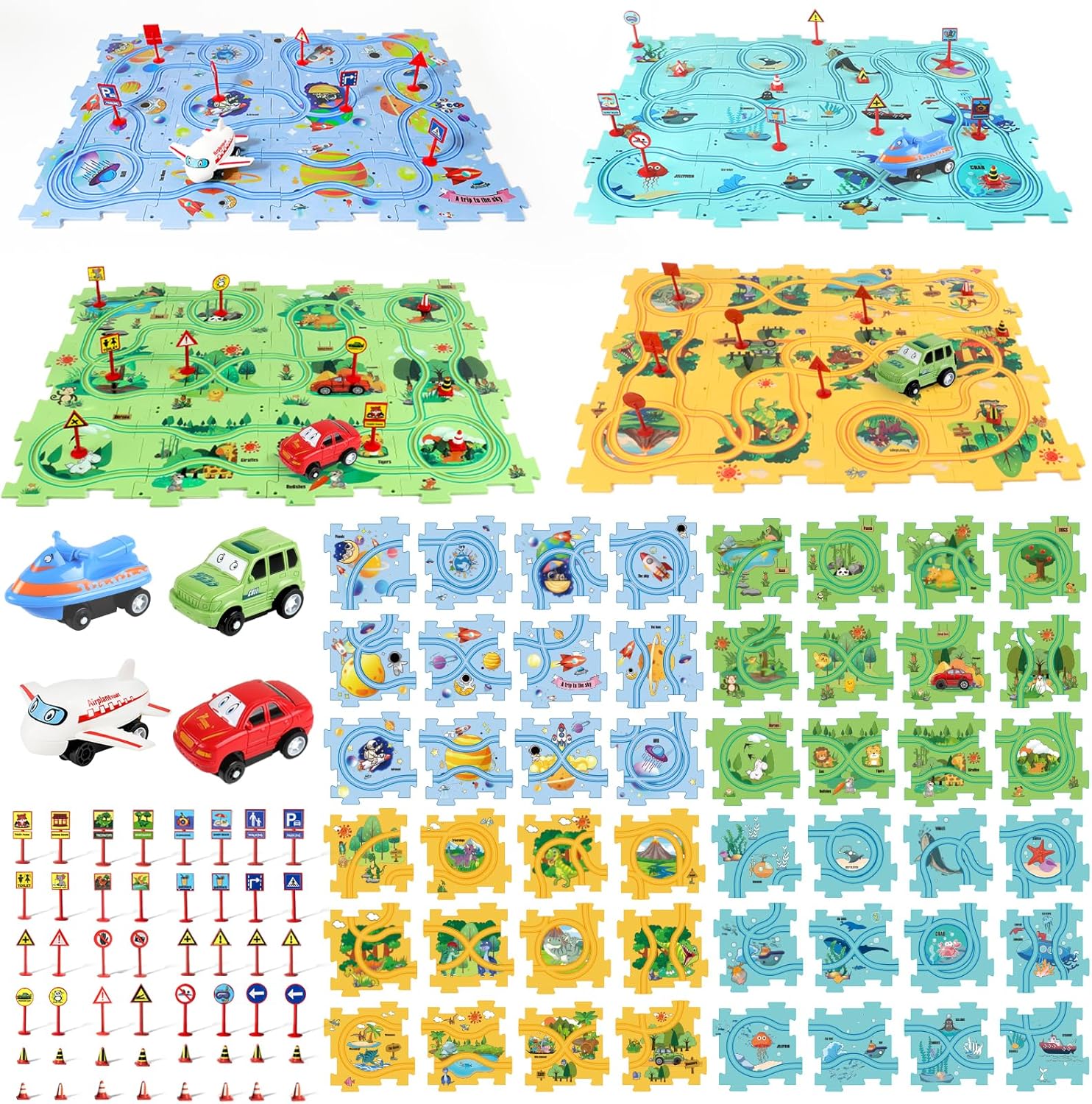Puzzle Racer Kids Car Track Set for Fun Learning and Play