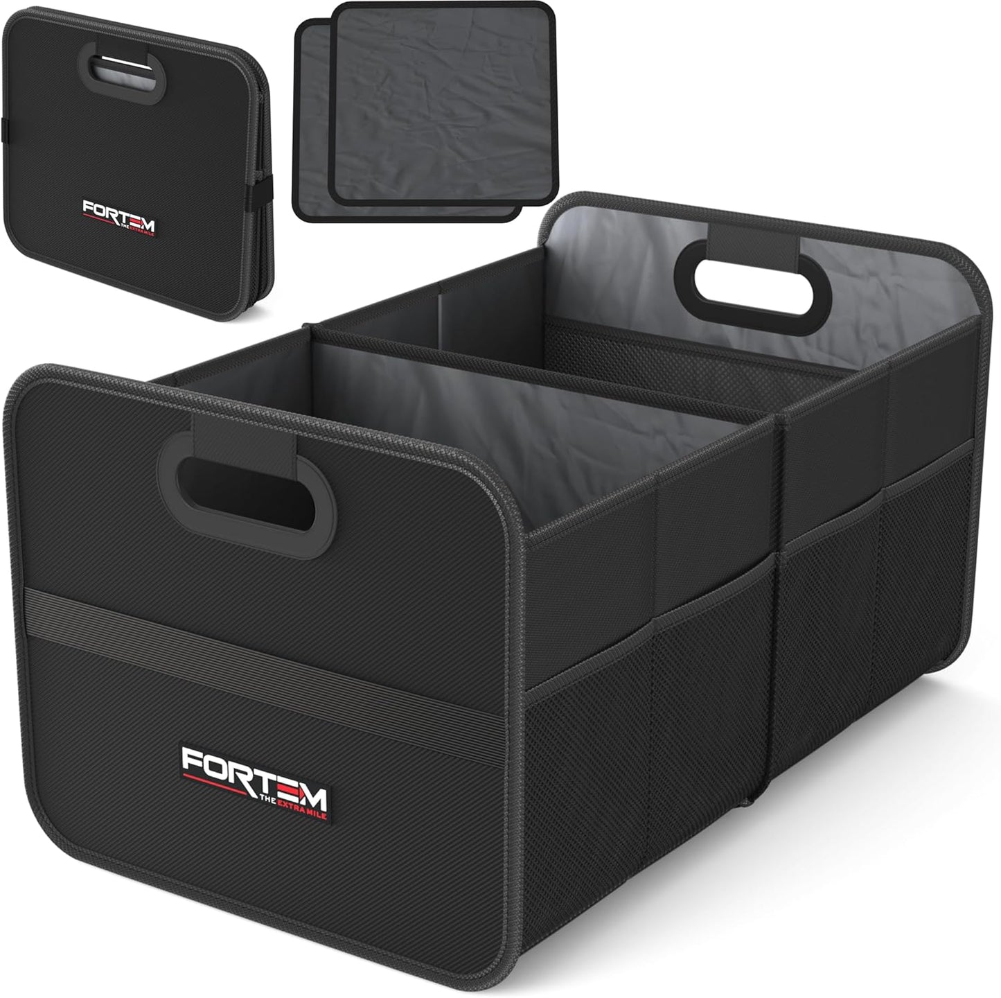 FORTEM 2 Compartment Car Organizer | Non Slip, Sturdy, Spacious