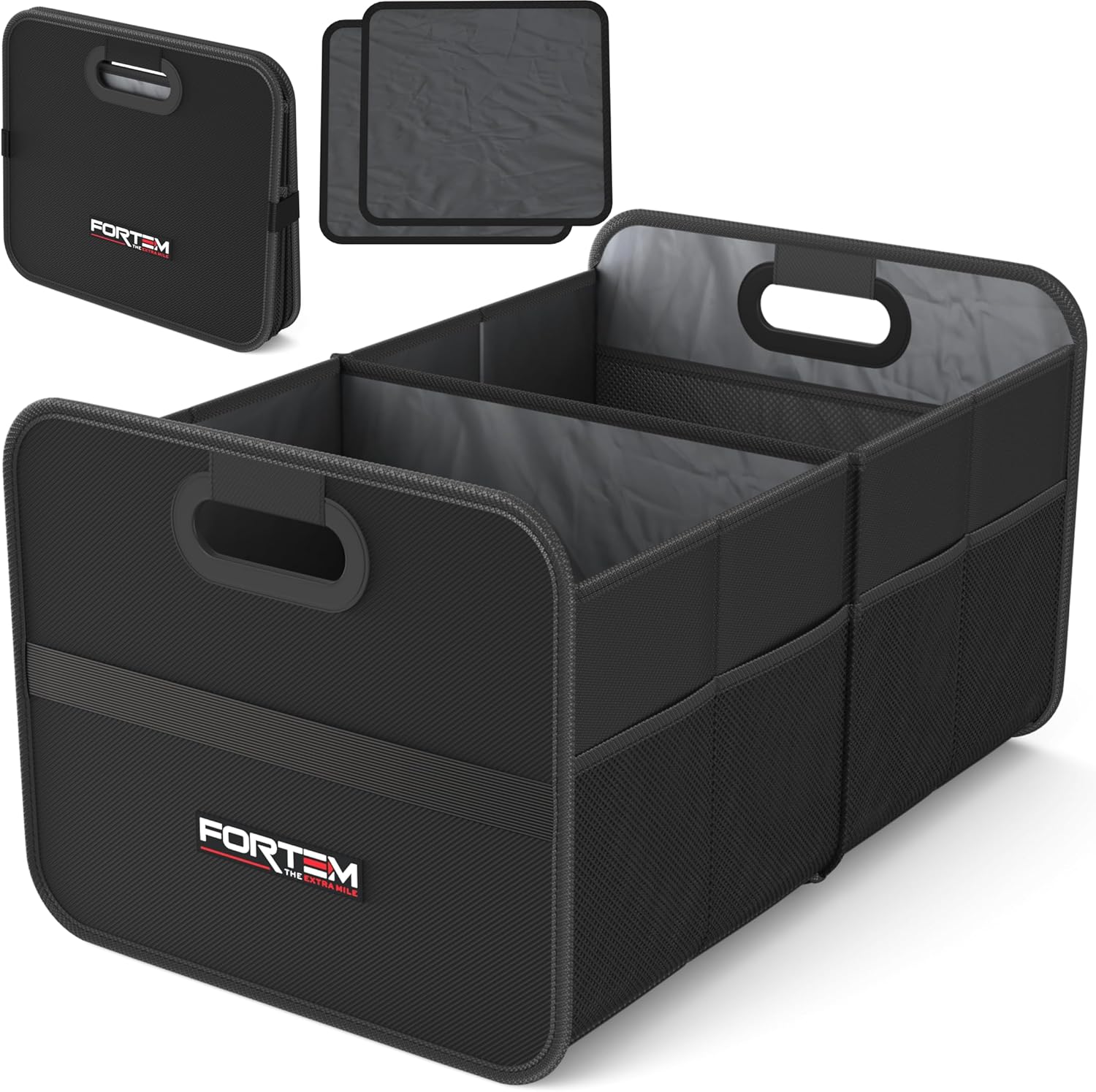 FORTEM 2 Compartment Car Organizer | Non Slip, Sturdy, Spacious