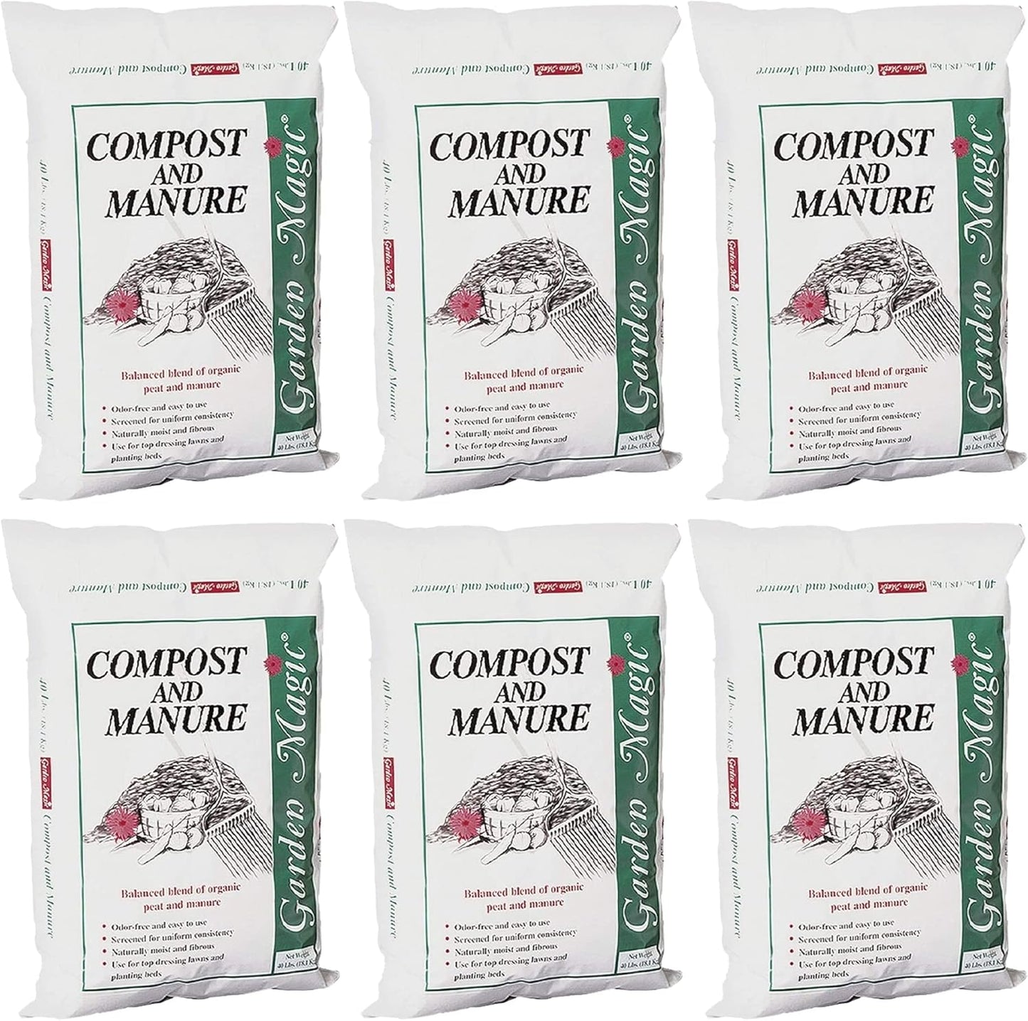 Michigan Peat 6-Pack Compost and Manure Blend for Gardening