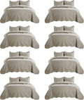 King Size Embossed Quilt 8 Pack Beige - Lightweight Microfiber