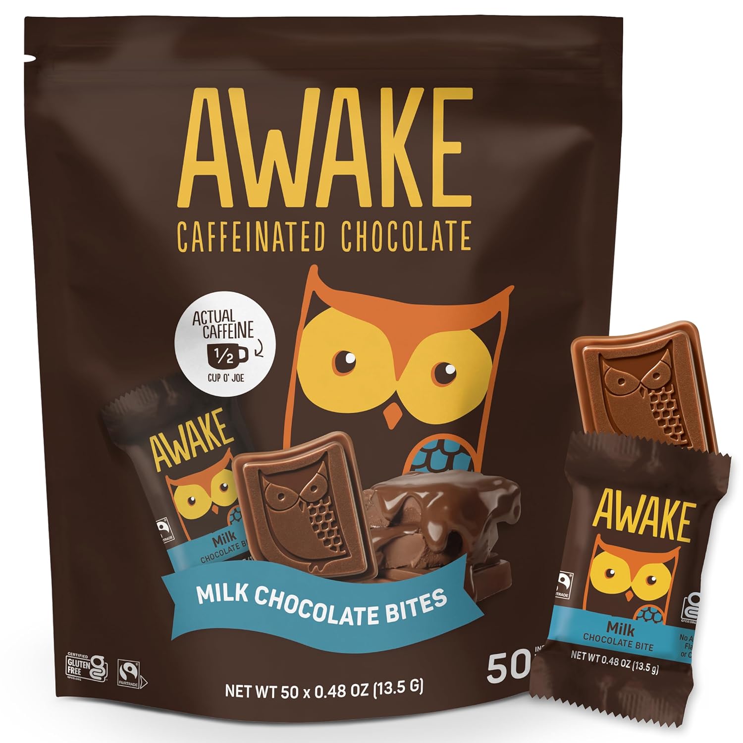 AWAKE Caffeinated Chocolate Bites - Energizing Milk Chocolate Treats