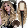 Long Ombre Blonde Wavy Wig 26in Middle Part Lace Hairline - Natural