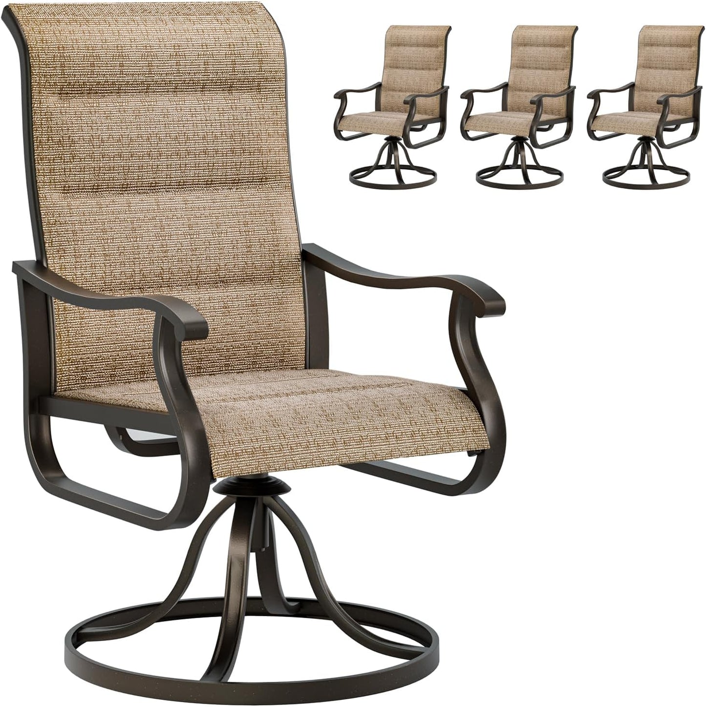 Outdoor Swivel Chairs Set of 4 with High Back and Rocking Design