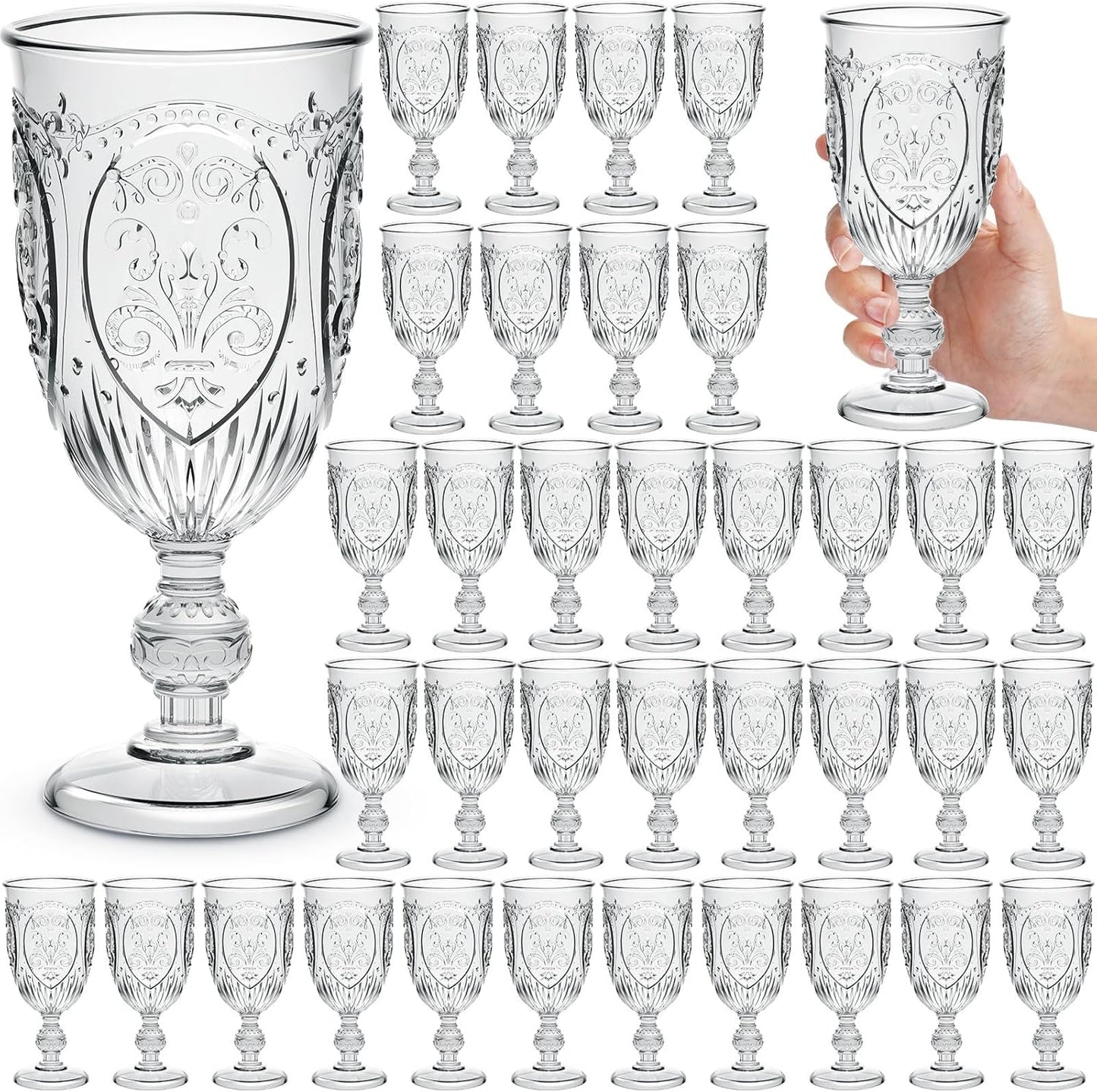 36 Pack Plastic Goblets 10oz for Weddings and Parties