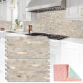 20 Sheets Peel and Stick Backsplash Dark Beige with Metal Gold Look