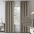Burlap Textured Linen 100% Blackout Curtains - Energy Saving Taupe