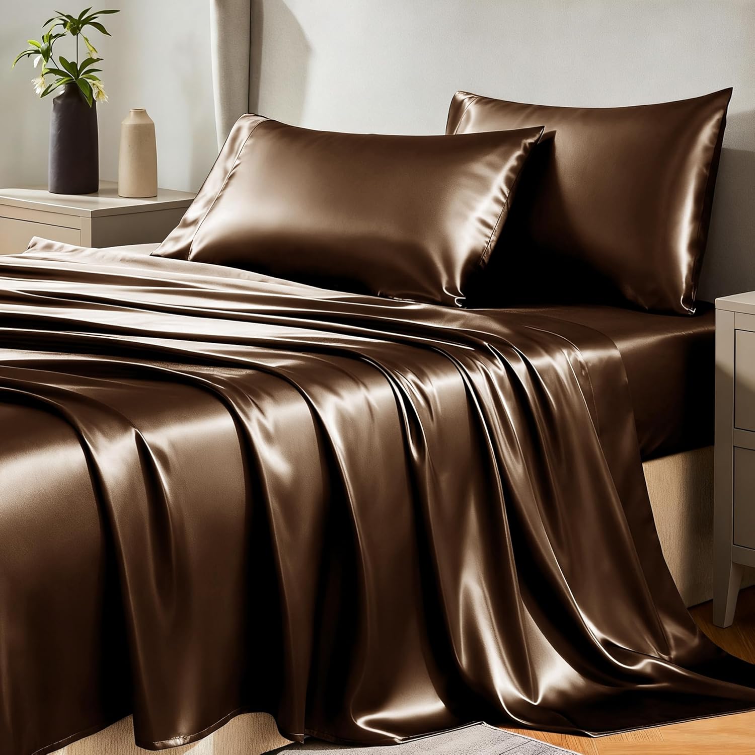 CozyLux Satin Sheets King Size Set for Luxurious Comfort