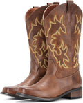 Cowgirl Boots For Women Square Toe Mid Calf Western Boots - Retro