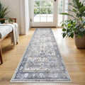 KUTA Vintage Floral Washable Hallway Runner 2x5 ft - Thin, Non-Slip