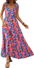 Summer Floral Sleeveless Maxi Dress - Flowy Casual Beach Wear