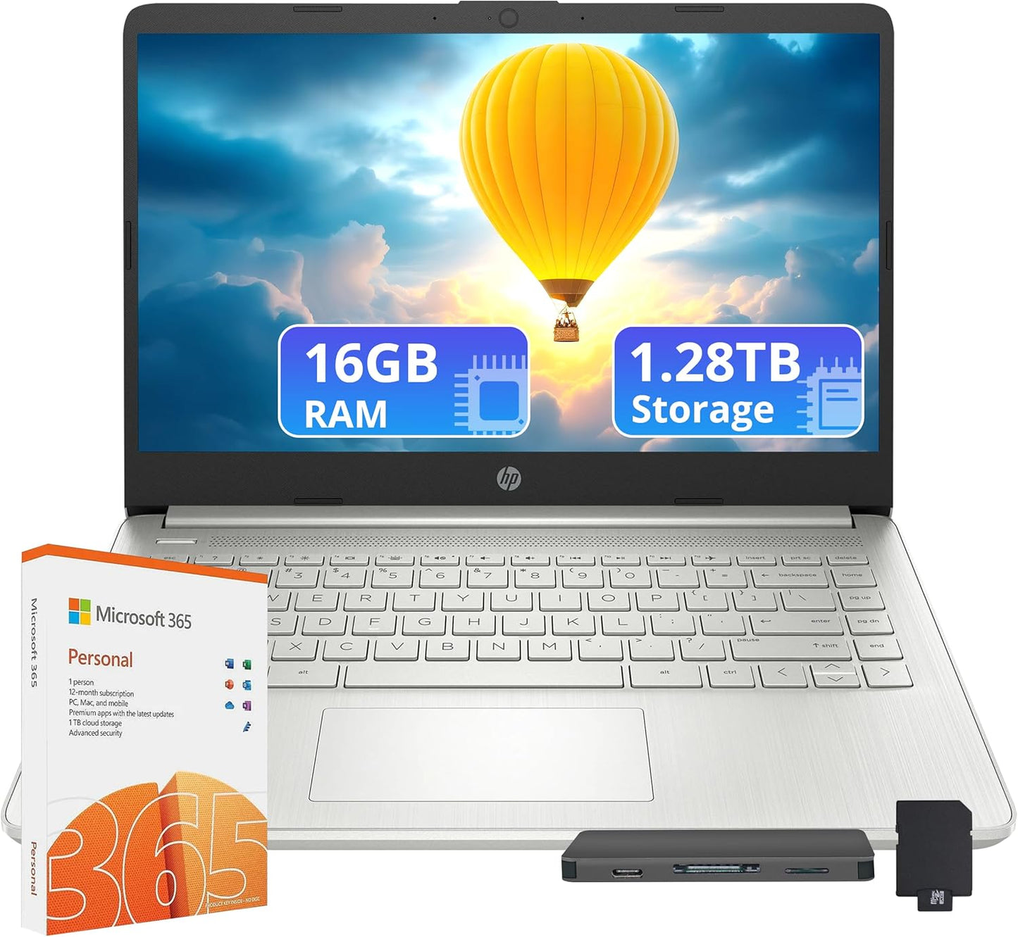 HP Flagship 14 Laptop with Office 365, 16GB RAM, 1.28TB Storage