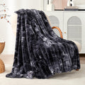 Cozy Bliss Faux Fur Throw Blanket for Couch - Plush Tie-dye Black