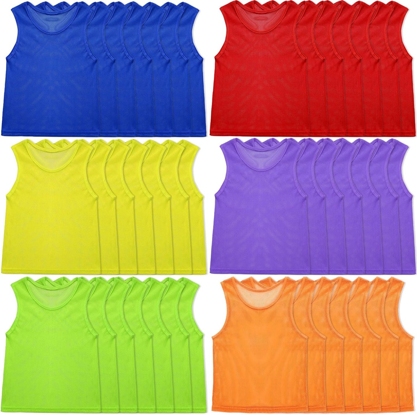 48 Pcs Pinnies Scrimmage Vests for Youth Sports Teams Practice