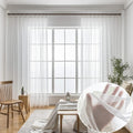 Off White Sheer Curtains 96 in Long 2 Panels - Elegant Linen Look