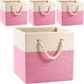 Large Foldable Cube Storage Bins 13x13 in 4-Pack - Collapsible Fabric