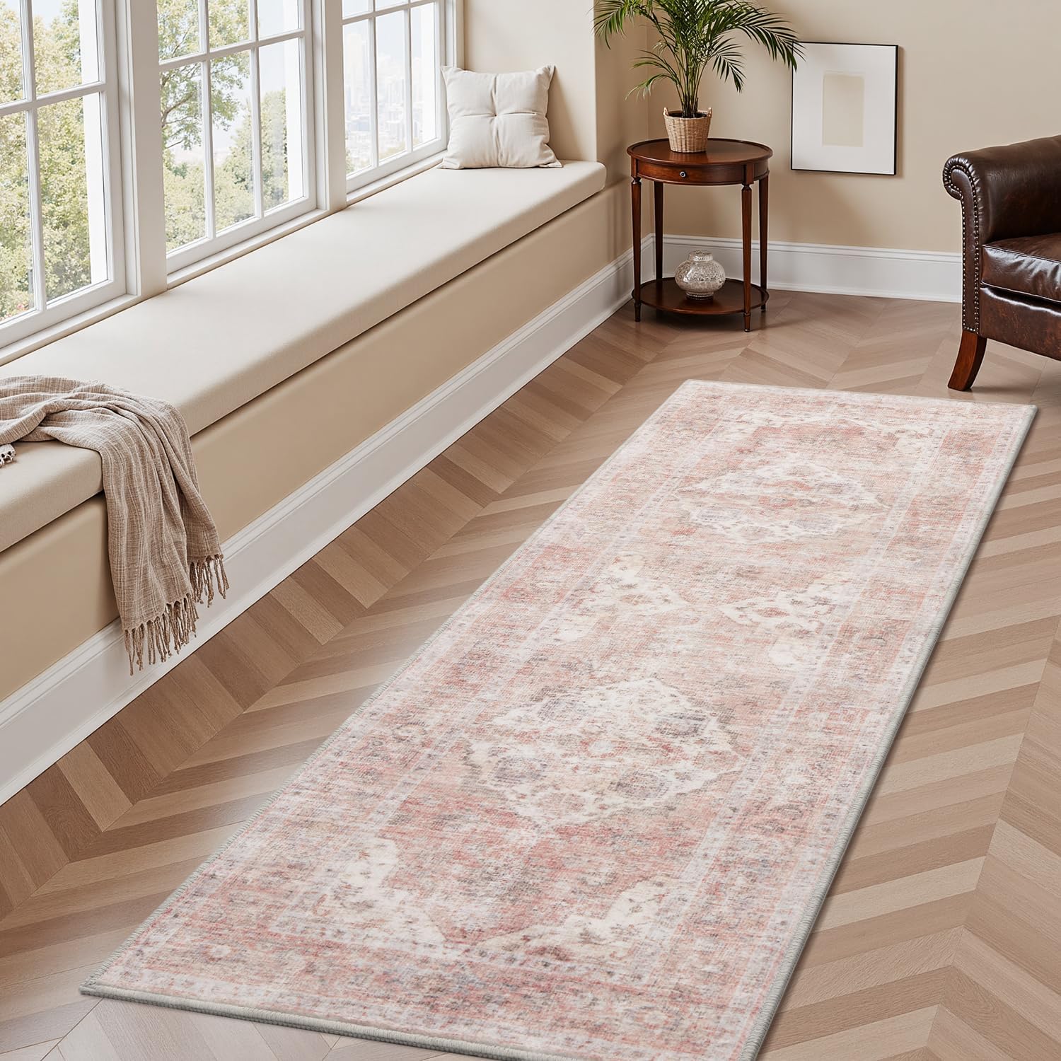 AMOAMI 2X6 Runner Rug - Soft Non Slip Vintage Hallway Rug