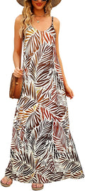 Women's Summer Maxi Dress V-Neck Sleeveless Floral Maxi Dress - Boho