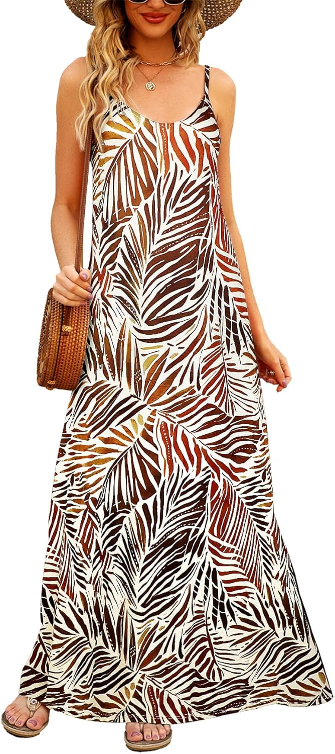 Supnier Women's Summer Maxi Dress with Pockets for Comfort