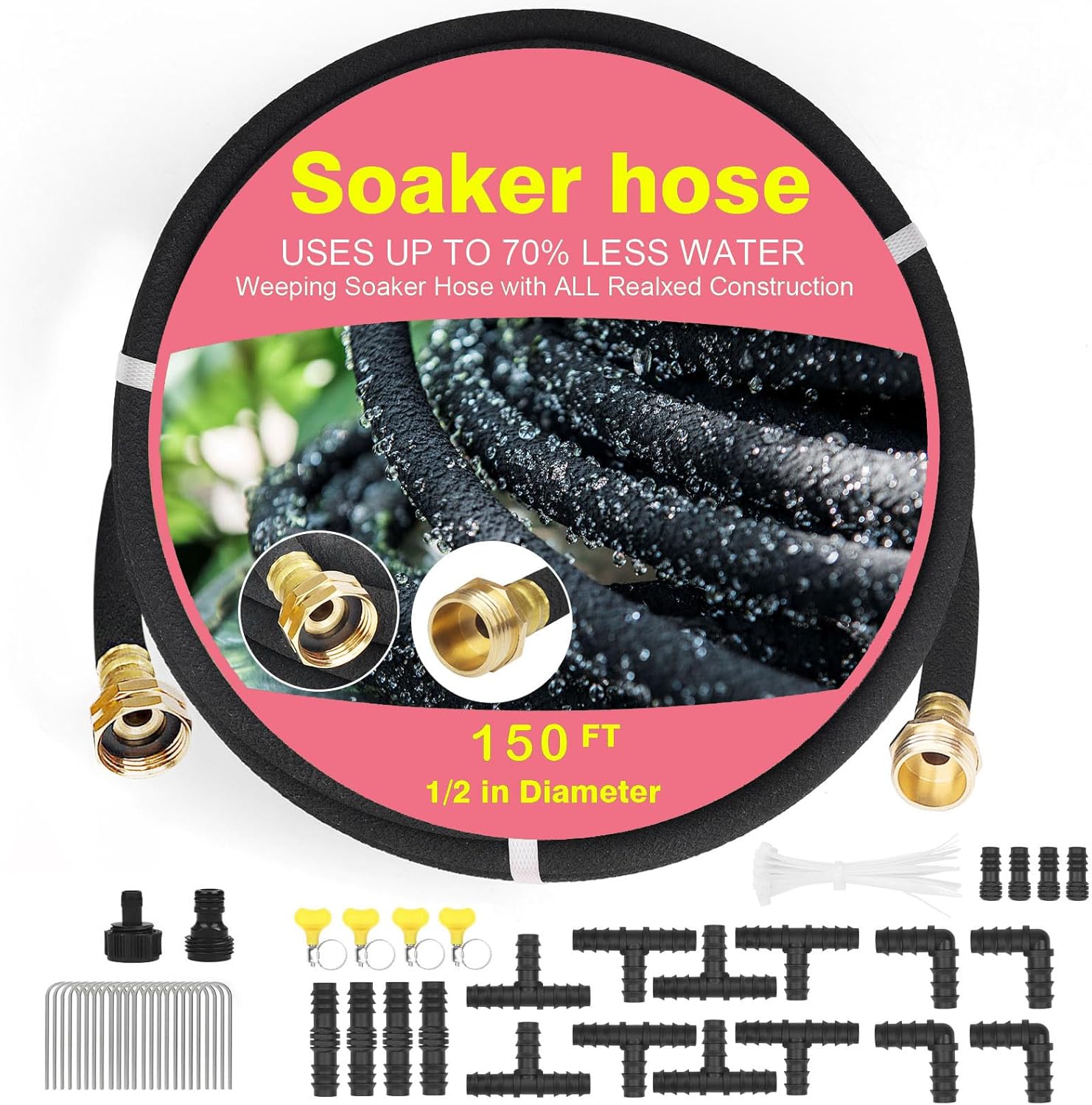 Soaker Hose 150 FT Pro for Garden Beds - Durable Drip Irrigation