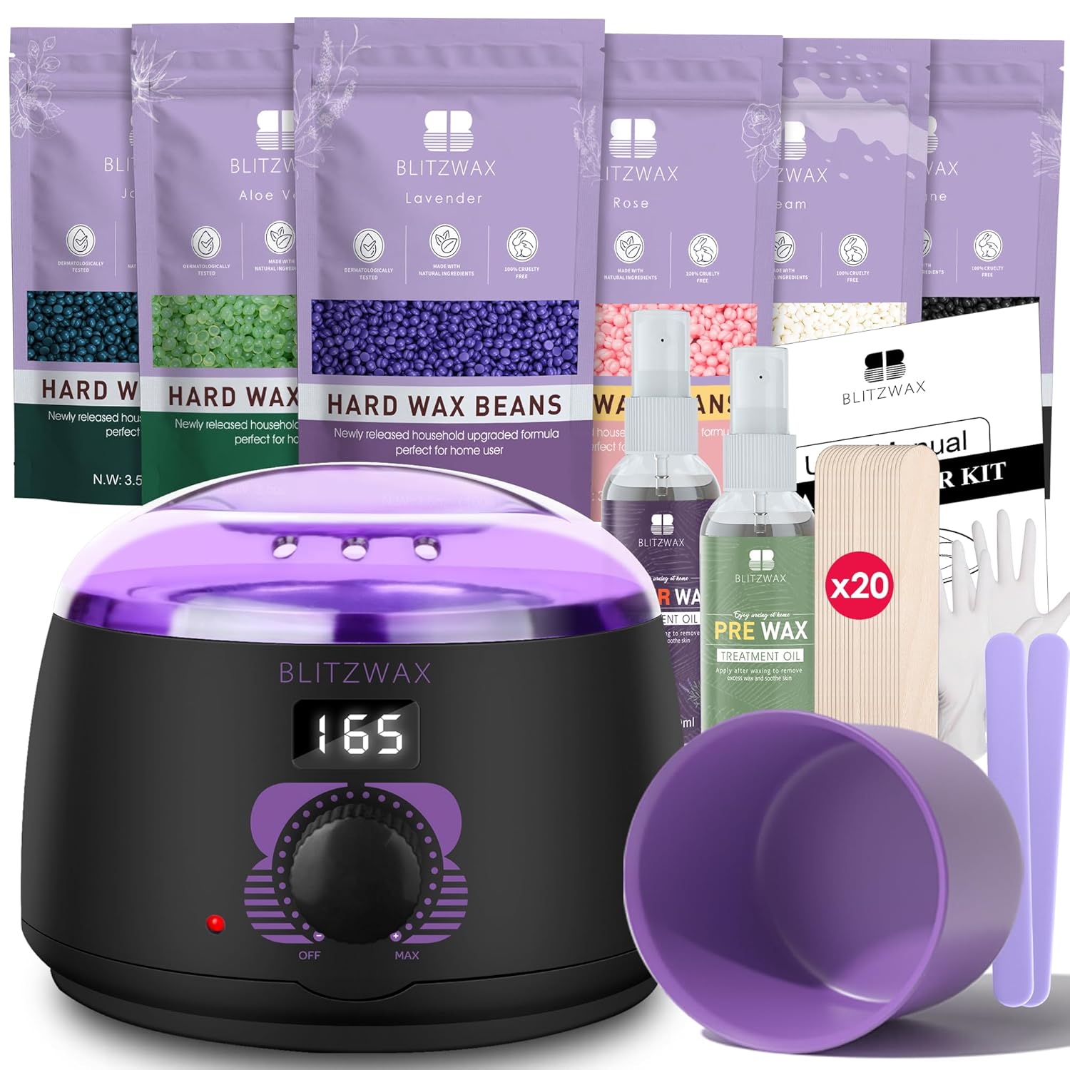 BLITZWAX At-Home Waxing Kit: Fast Heating, Beginner Friendly