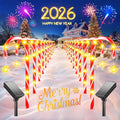 Upgraded Solar Christmas Candy Cane Lights 24-Pack - USB Recharge