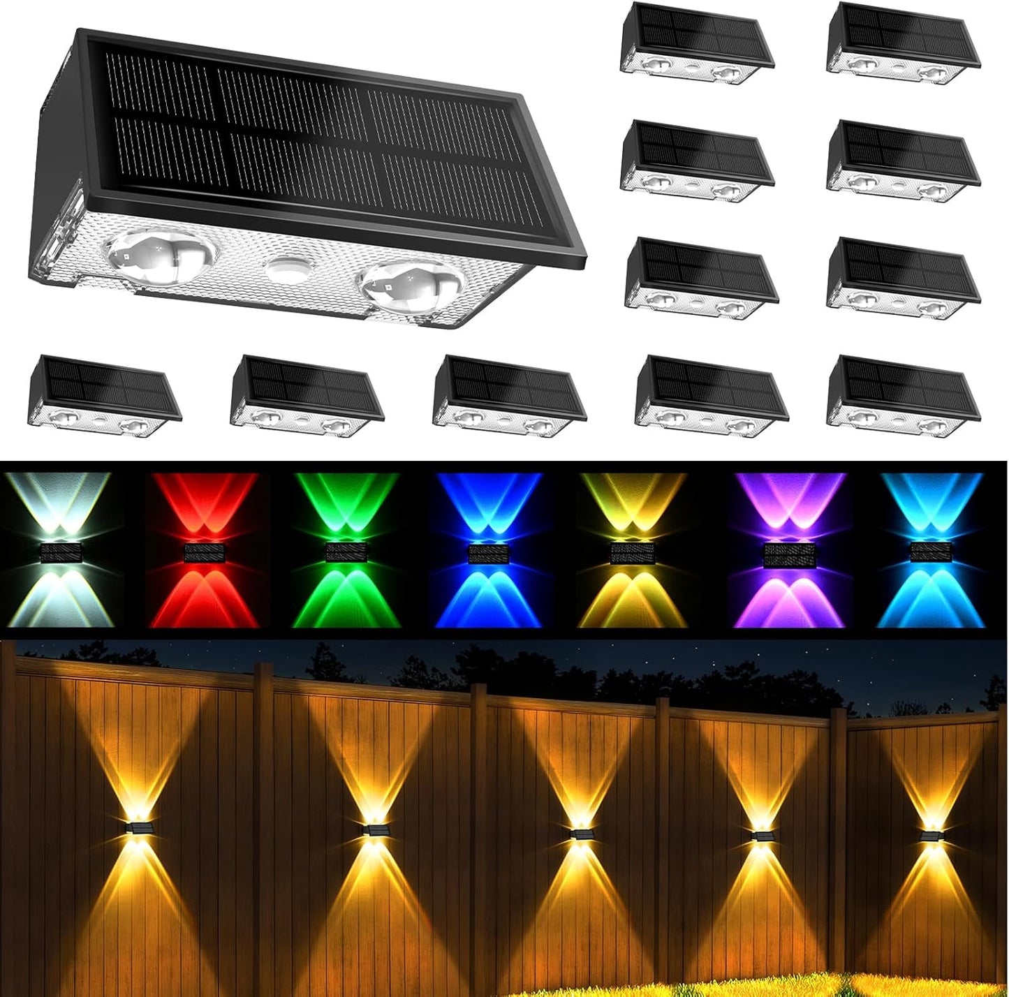 Ultra Bright Solar Fence Lights with 9 Modes for Outdoor Use