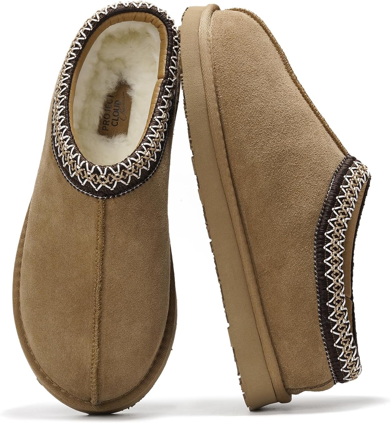 Project Cloud Mens Slippers with Genuine Leather & Shearling