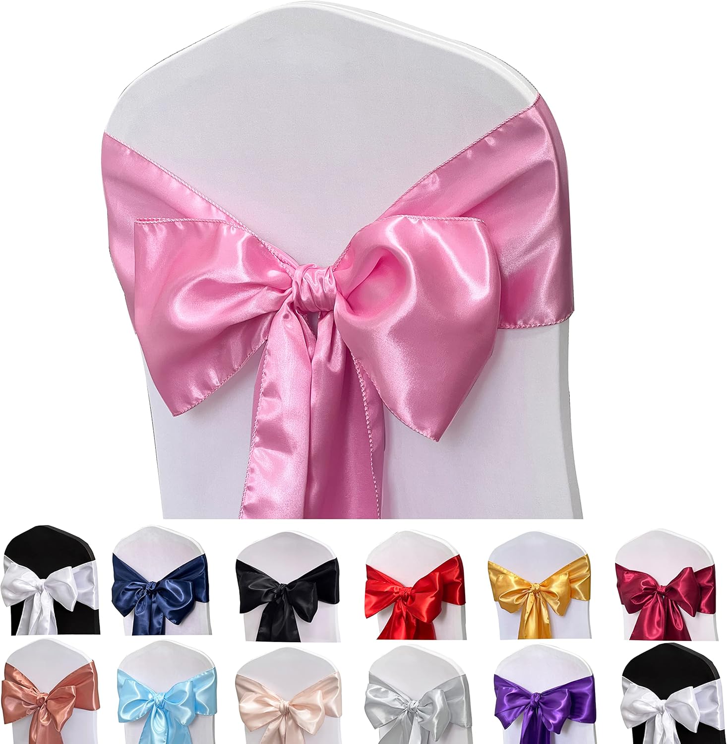 Classic Satin Chair Sashes for Weddings and Events - 50pcs