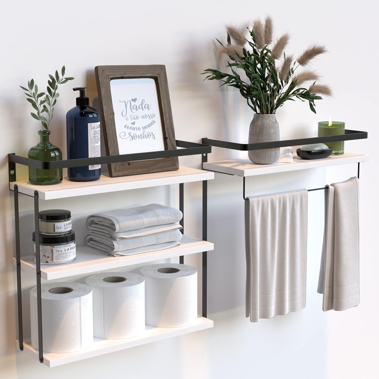 3+1 Tier Wall Mounted Floating Shelves Set for Rustic Decor