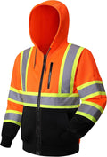 Hi-Vis Safety Sweatshirt Hoodie - Class 3 Reflective Work Jacket