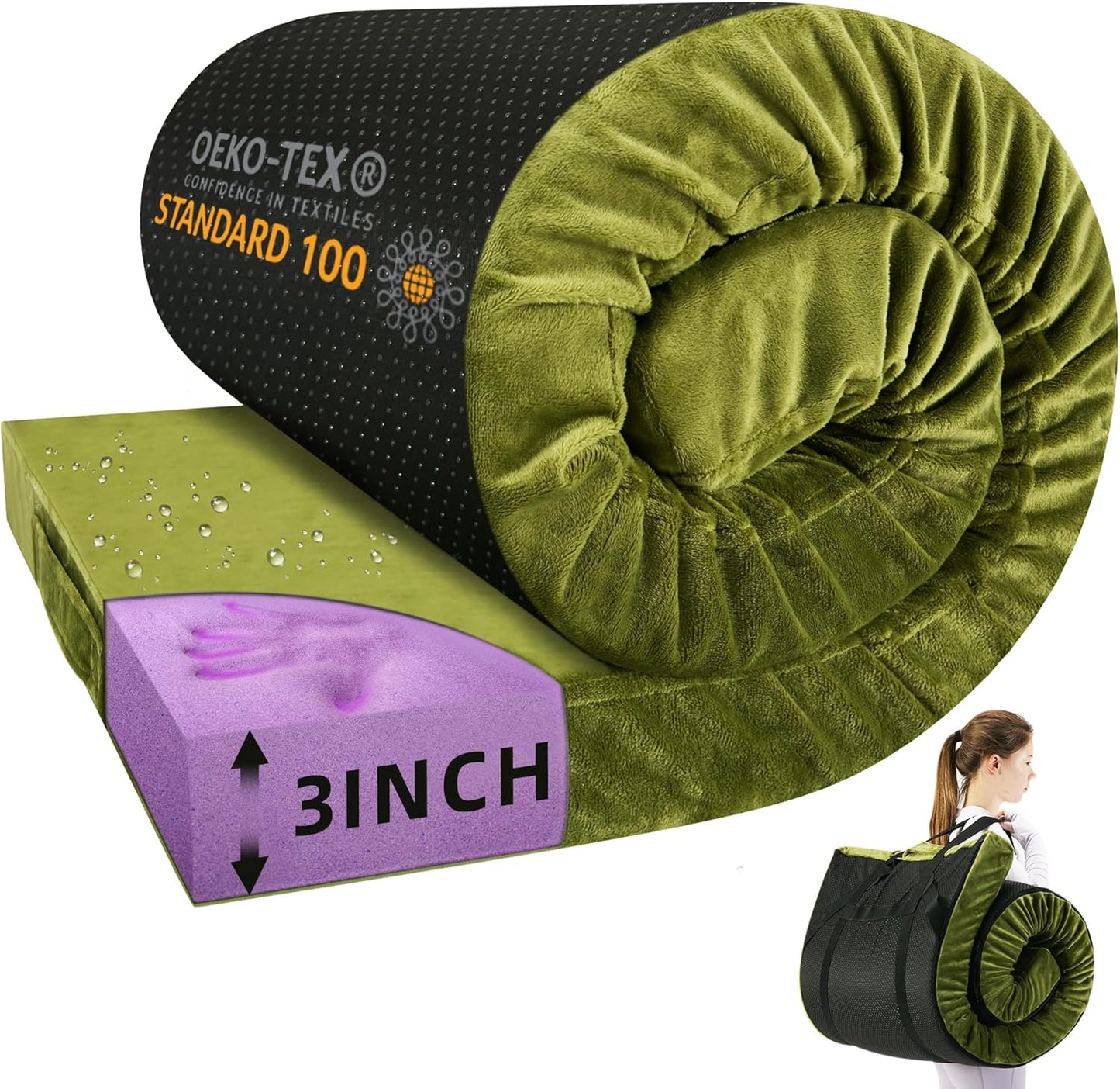 BDEUS Memory Foam Camping Mattress Pad for Comfortable Sleep