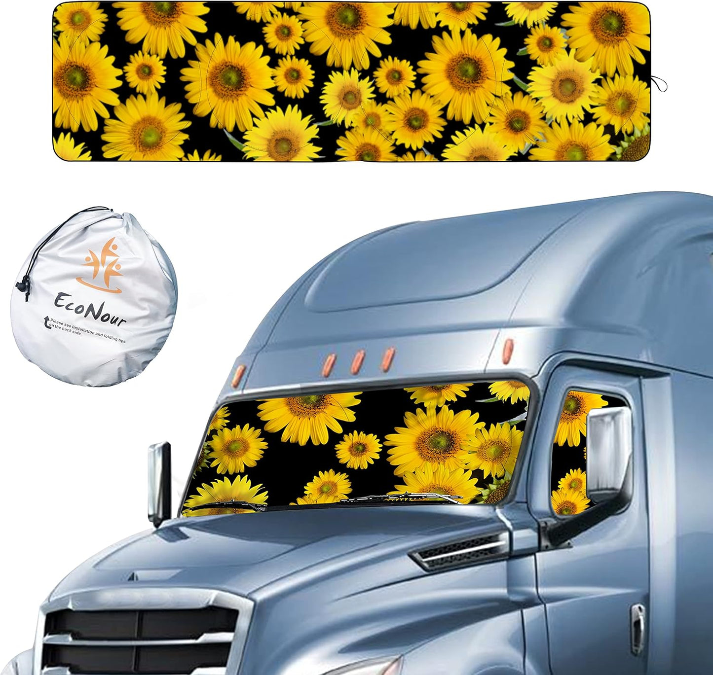 EcoNour Semi Truck Sun Shade - UV Protector & Heat Blocker