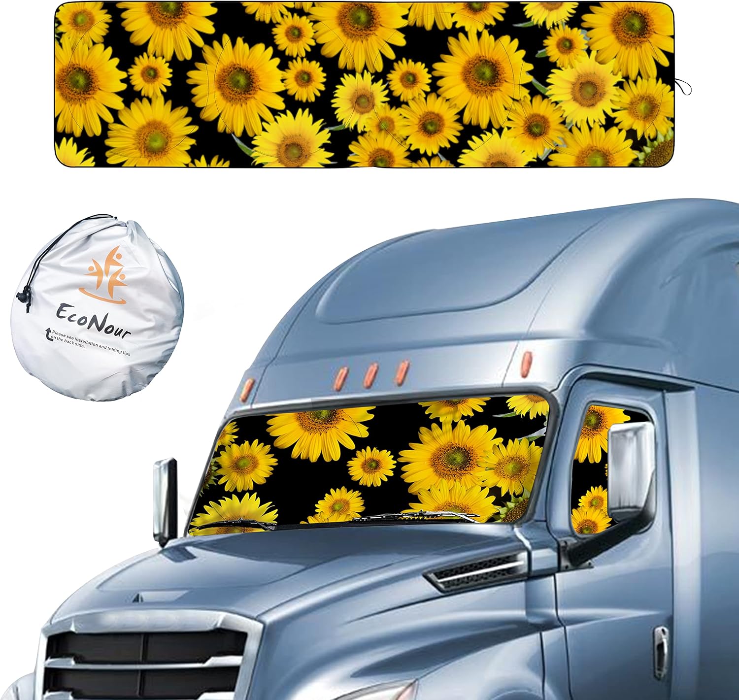 EcoNour Semi Truck Sun Shade - UV Protector & Heat Blocker