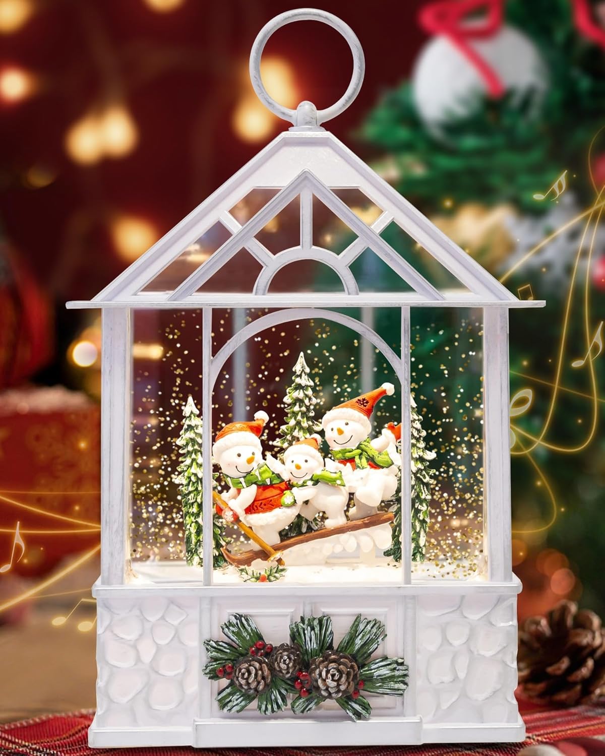 Large Christmas Snowman Snow Globe Lantern with 8 Songs