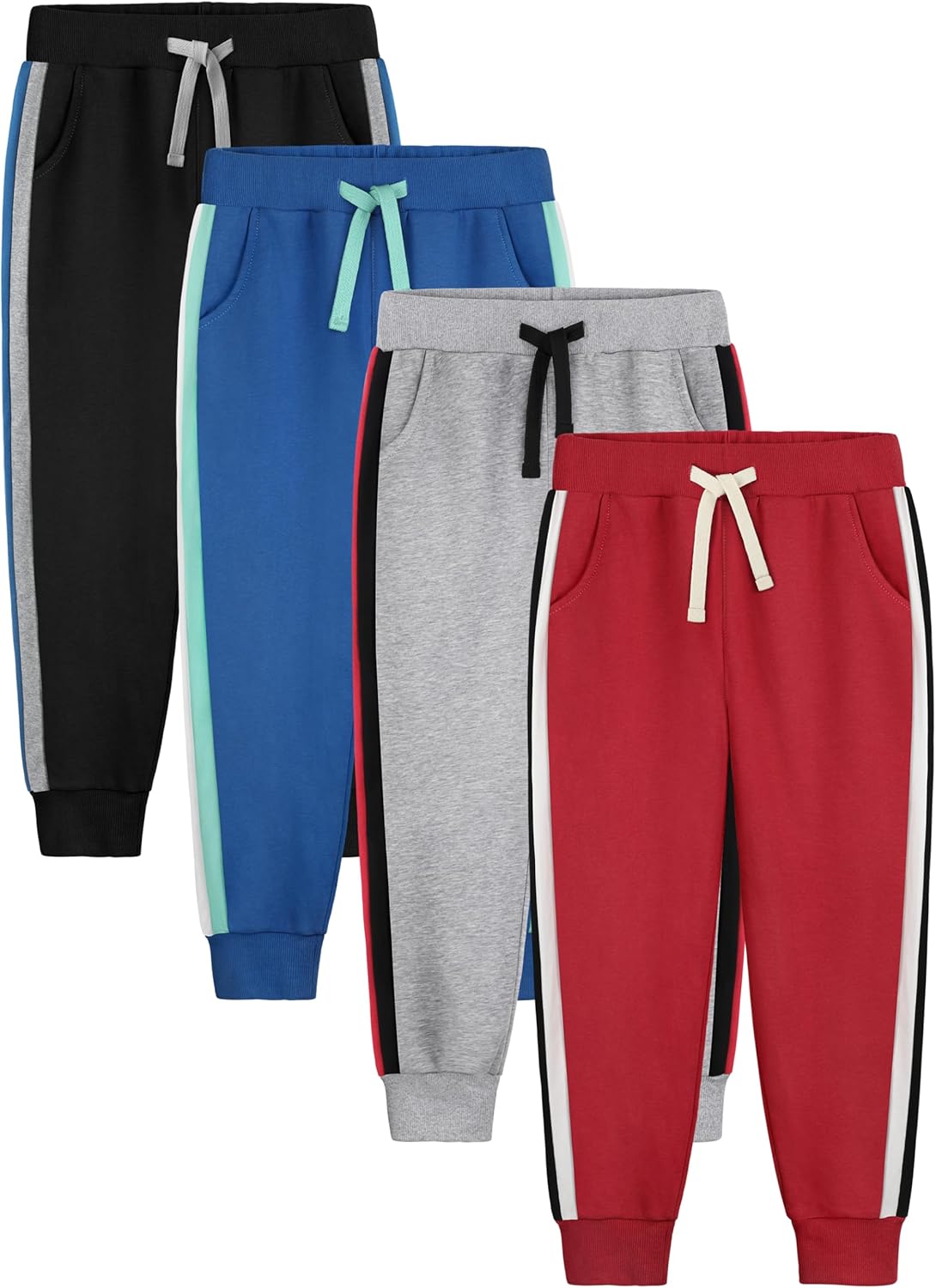 Boys Sweatpants Joggers 4 Pack Cotton Athletic Pants for Kids