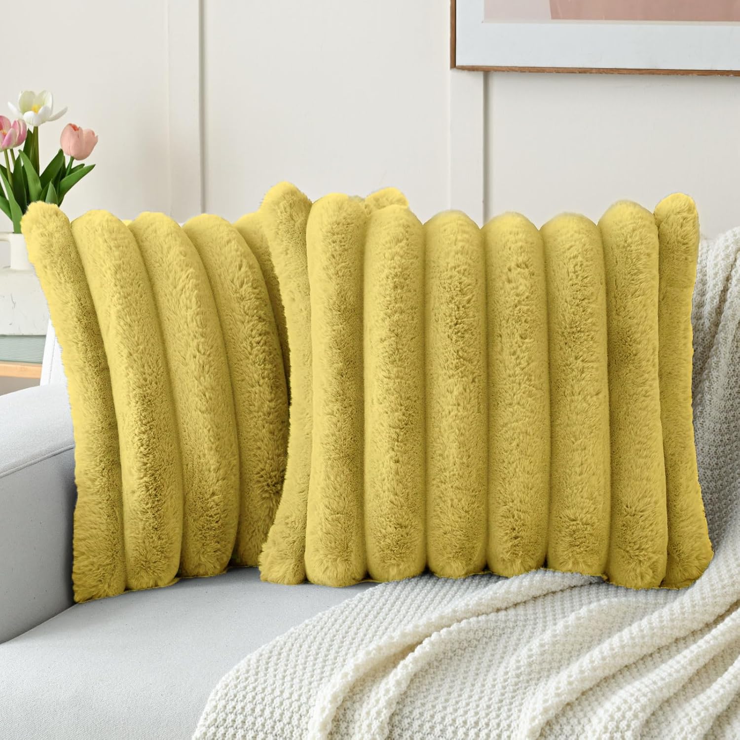 FUTEI Mustard Yellow Decorative Throw Pillow Covers for Home