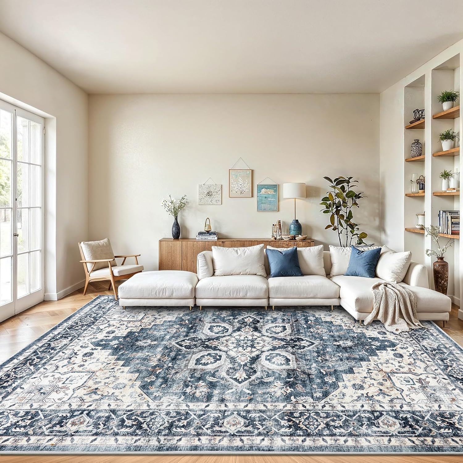 Washable Area Rug 9x12 with Non-Slip Backing for Any Room
