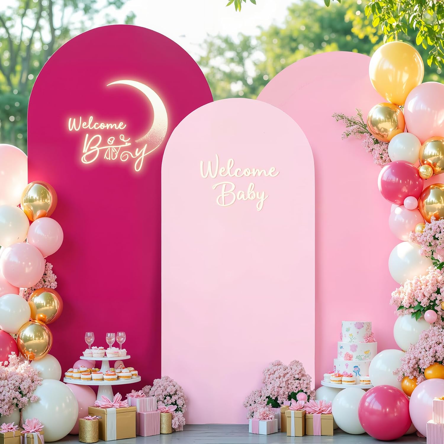 Pink Arch Backdrop Cover Set for Weddings and Parties