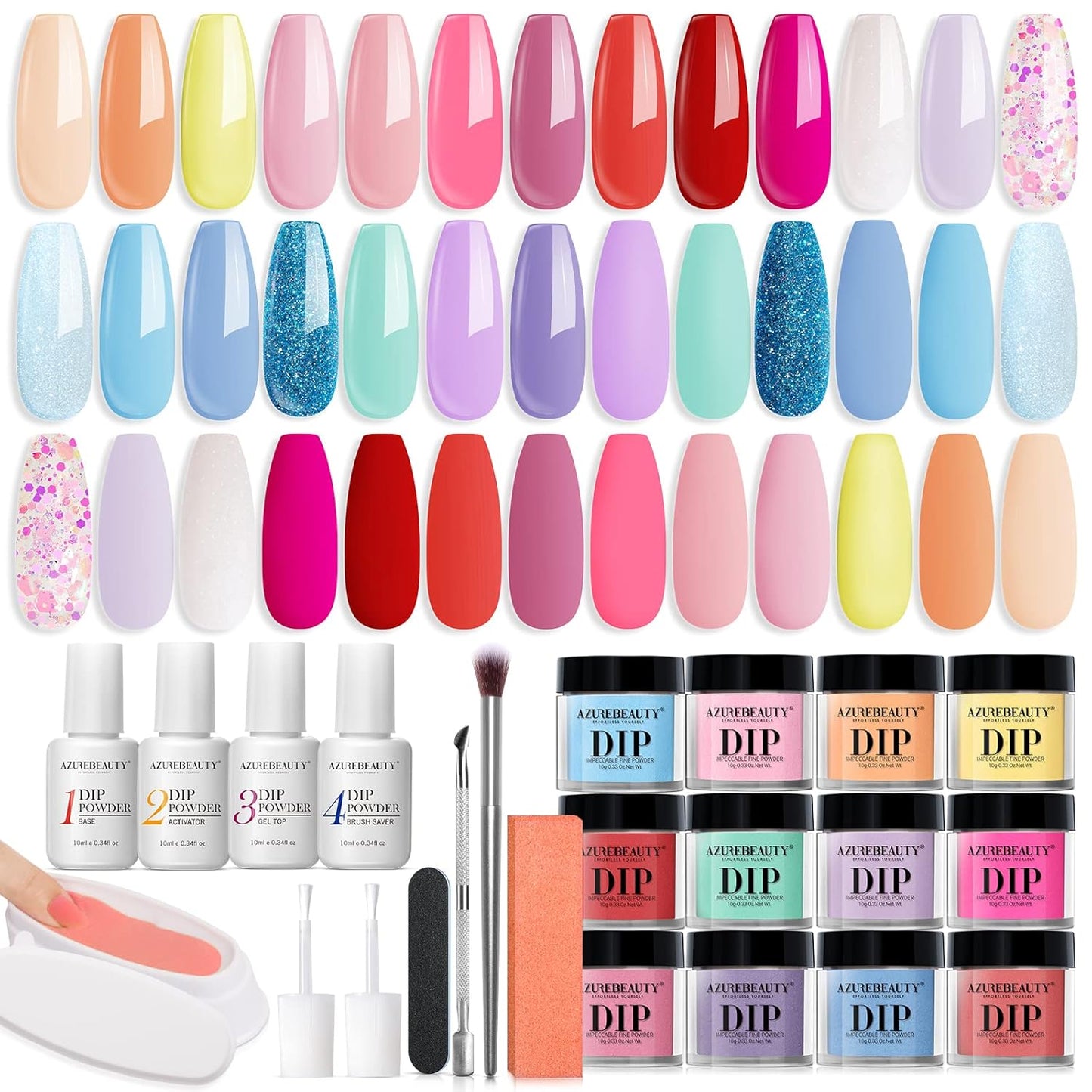 AZUREBEAUTY 31Pcs Dip Powder Nail Kit for Stunning Manicures