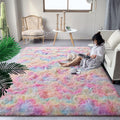 Fluffy Rainbow Rug 5x8 for Bedroom Living Room - Soft Plush Shaggy