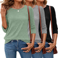 3/4 Sleeve Tops for Women 3 Pack - Comfortable Loose Fit Basics