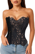 LEACOOLKEY Floral Lace Corset Top for Women - Chic and Sexy Style