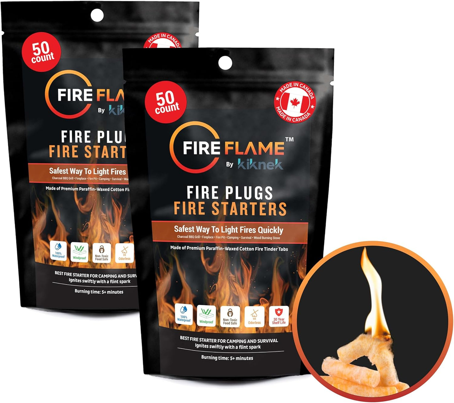 Fireflame Fire Plugs - Quick Waterproof Firestarter for All Uses