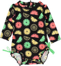 RuffleButts Baby Girls UPF 50+ Floral Long Sleeve One (Style 8DSB)