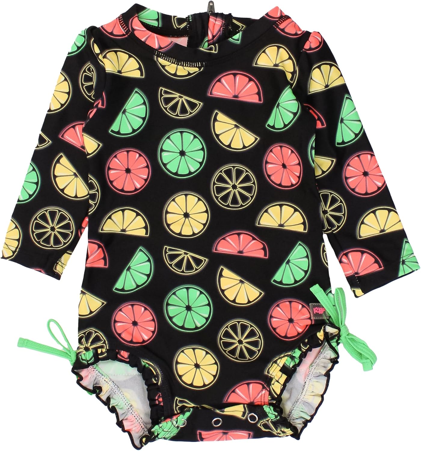 RuffleButts Baby Girls Floral Printed Long Sleeve Rash Guard