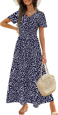 Elegant Zattcas Women's V Neck Summer Dress with Flutter Sleeves